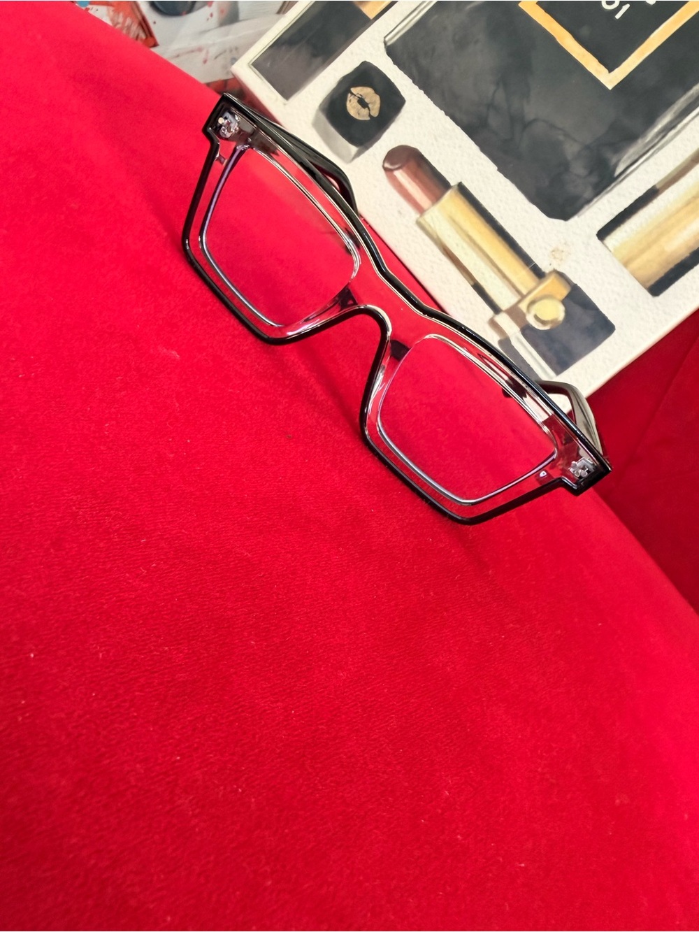 Clear Square Frame Women's Eyewear - Black Transparent